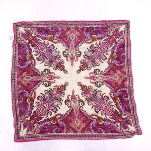 Vintage Adrienne Vittadini Silk Scarf 30x30 Square Paisley Magenta Pink Japan
